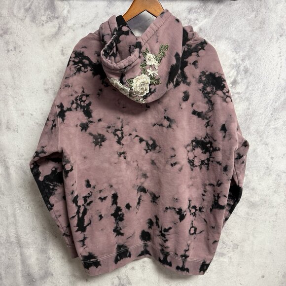 Civil Regime Hoodie Sweatshirt Mens XL 26.5x29.5 Tie Dye Embroidered Floral - Picture 2 of 10